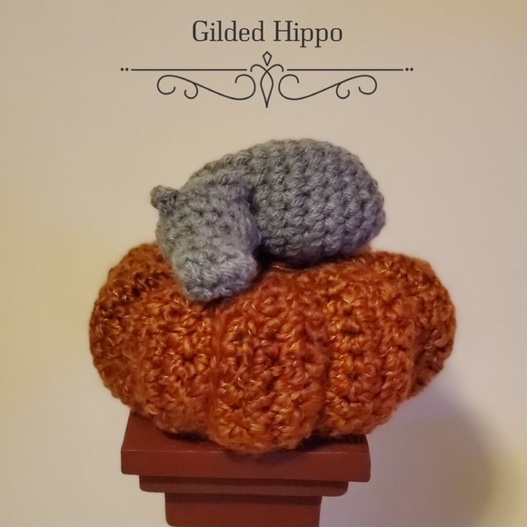 Gilded Hippo Other - Sweet sleeping hippo on scented fall pumpkin